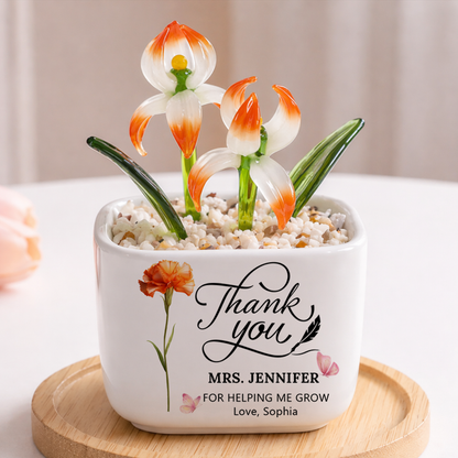 Thank You Teacher - Personalized Custom Glass Everlasting Flowers