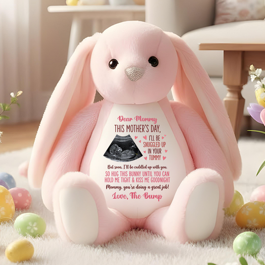 I'll Be Snuggled Up In Your Tummy - Personalized Custom Bunny Plush