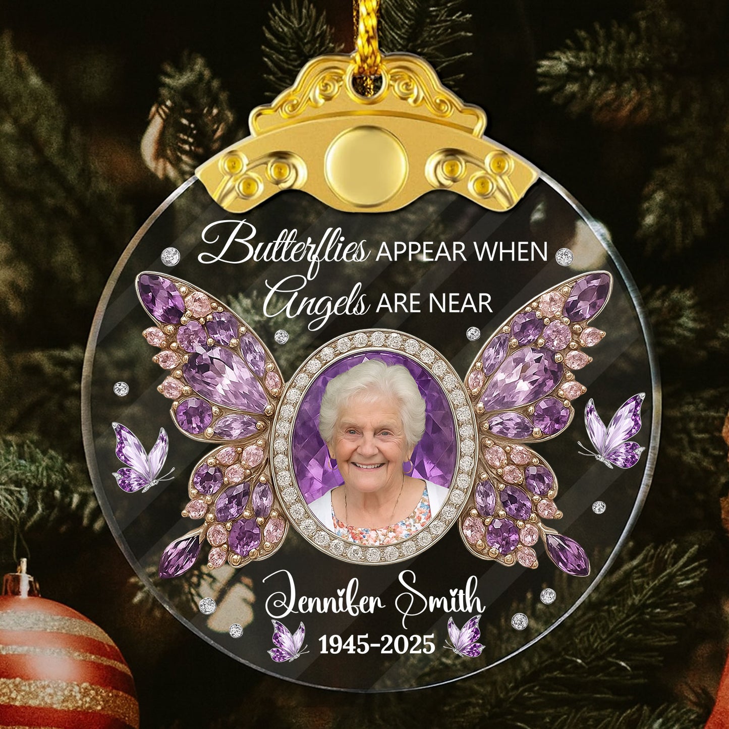 My Angel - Personalized Glass Ornament With Silver and Gold Cap