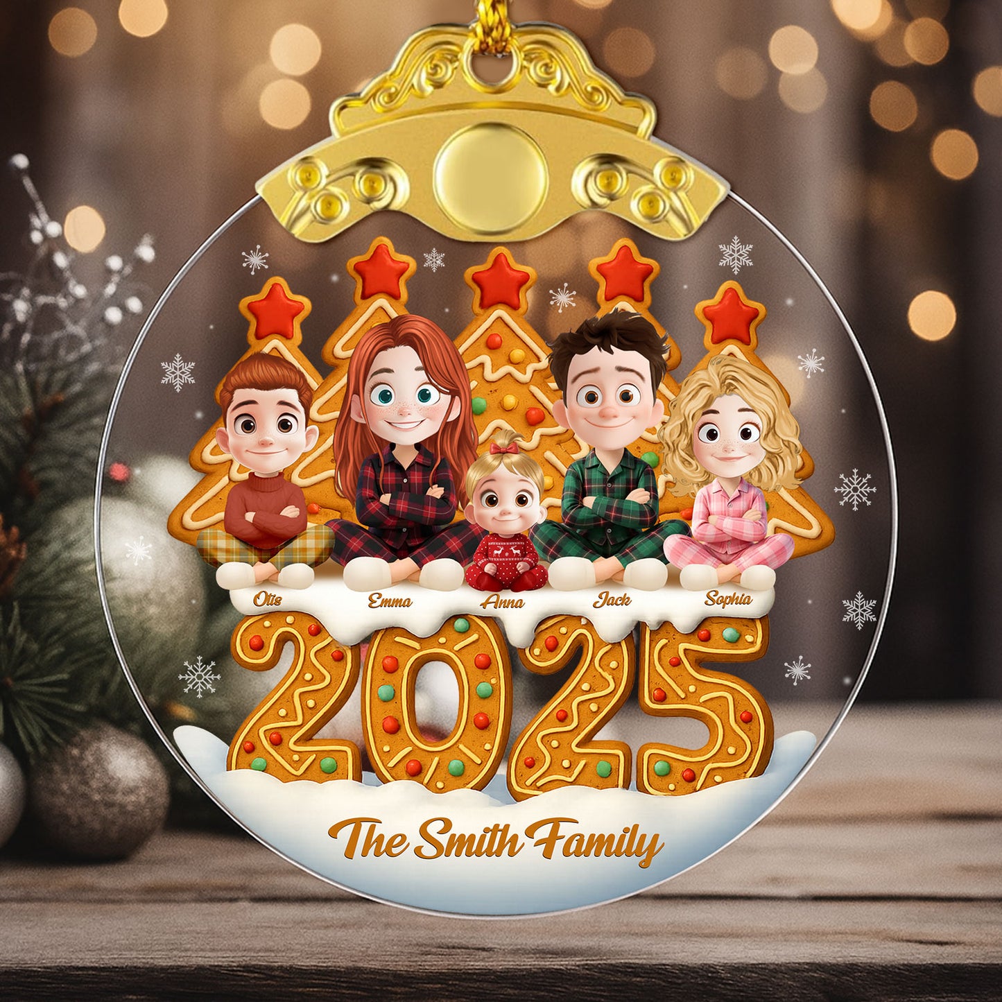 Our Christmas 2025 - Personalized Glass Ornament With Silver and Gold Cap