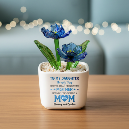 Floral To My Daughter - Personalized Custom Glass Everlasting Flowers