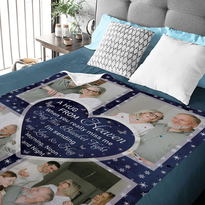 Hugs From Heaven Cardinals Snow - Memorial Personalized Custom Blanket - Sympathy Gift