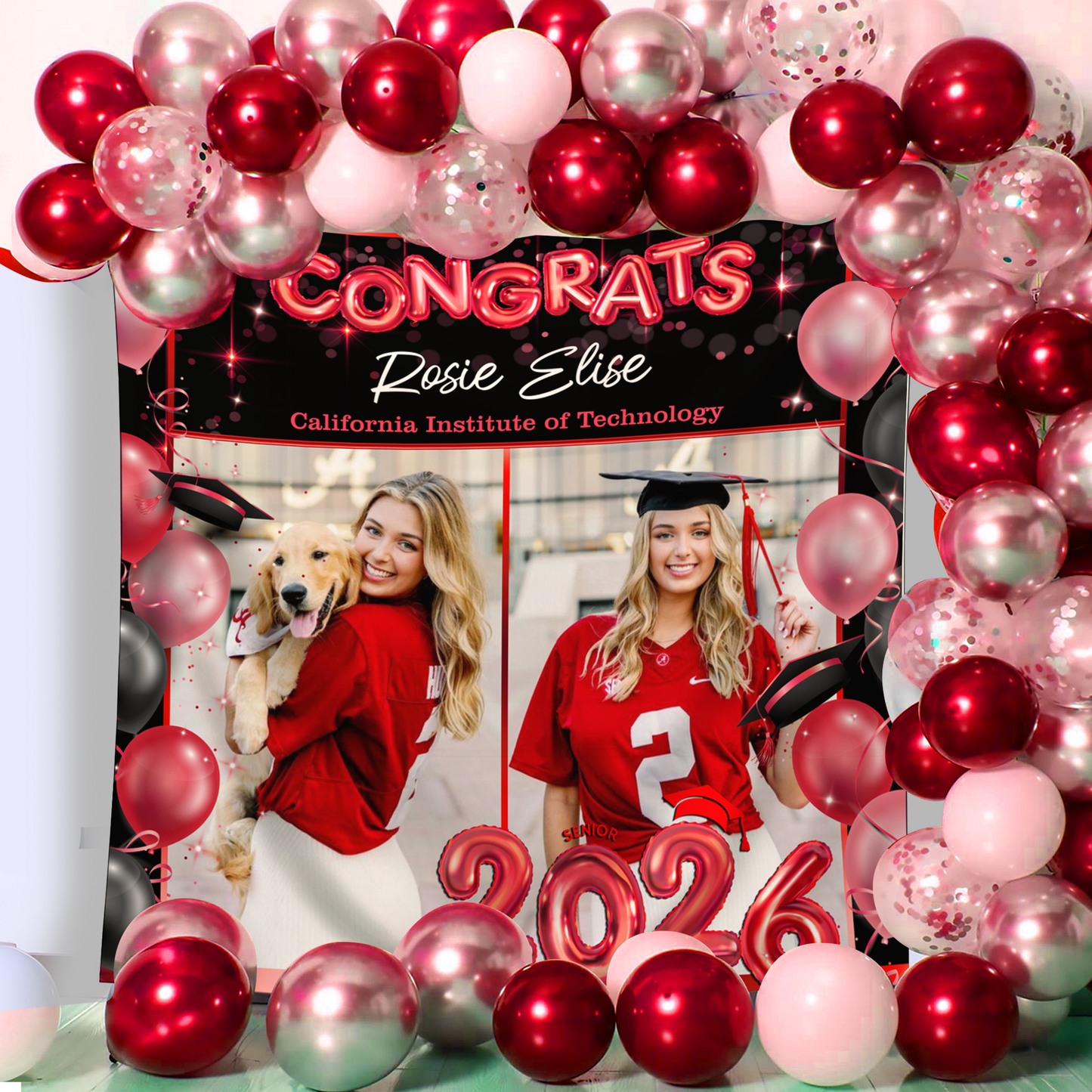 Class Of 2026 Bubble Graduation Decor - Personalized Congrats Graduation Backdrop