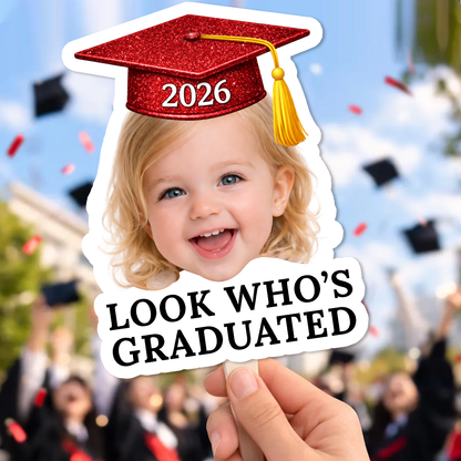 Look Who's Graduate Face Fans With Wooden Handle - Fans Faces Class Of 2026