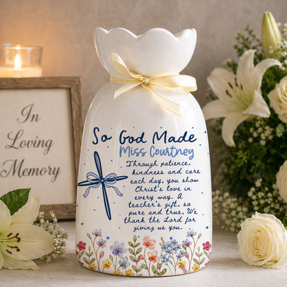 Personalized Teacher Gift - Custom Teacher Appreciation End of Year - Personalized Custom Ribbon Tie Flower Vase
