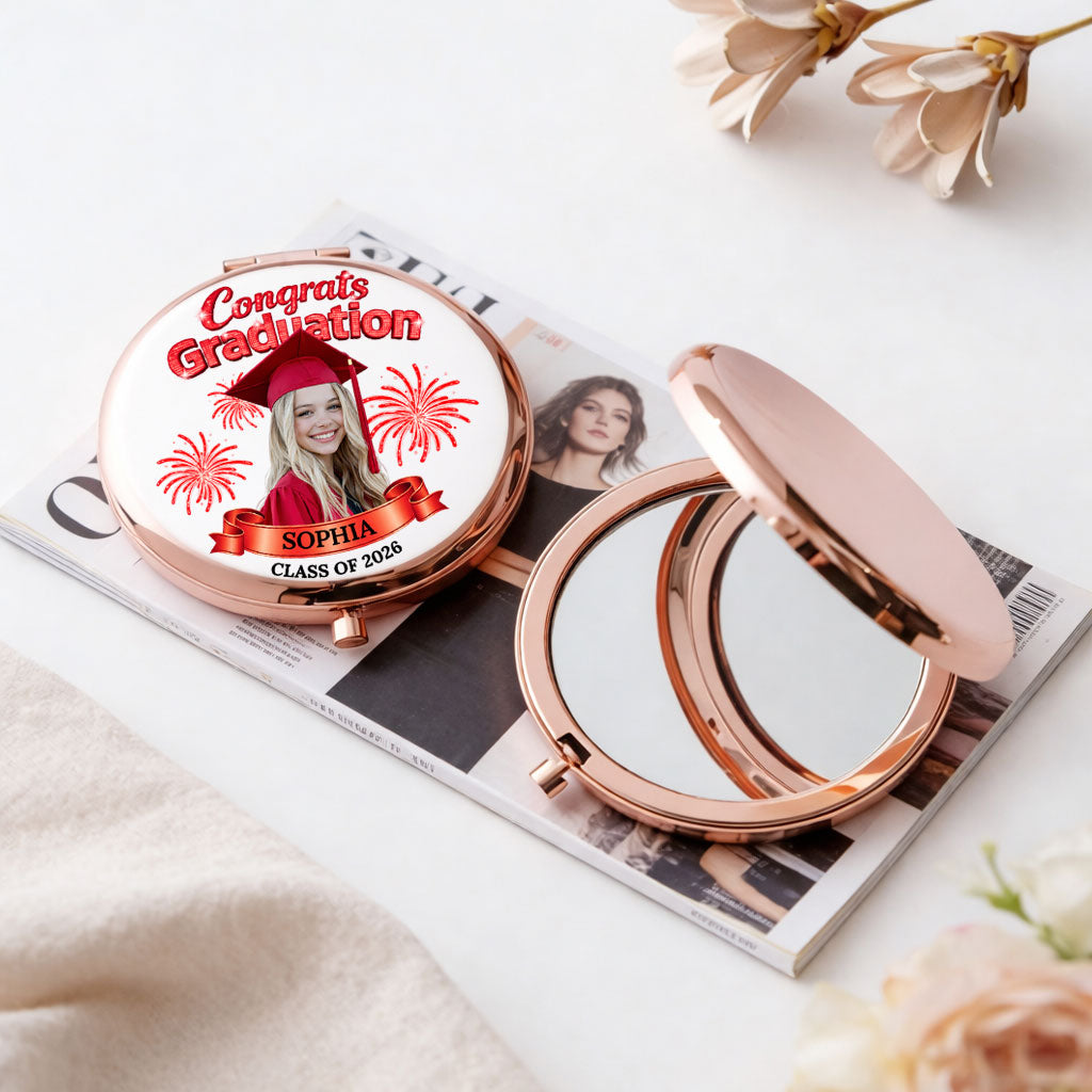 Congrats Graduation - Personalized Custom 3D Effect Compact Mirror