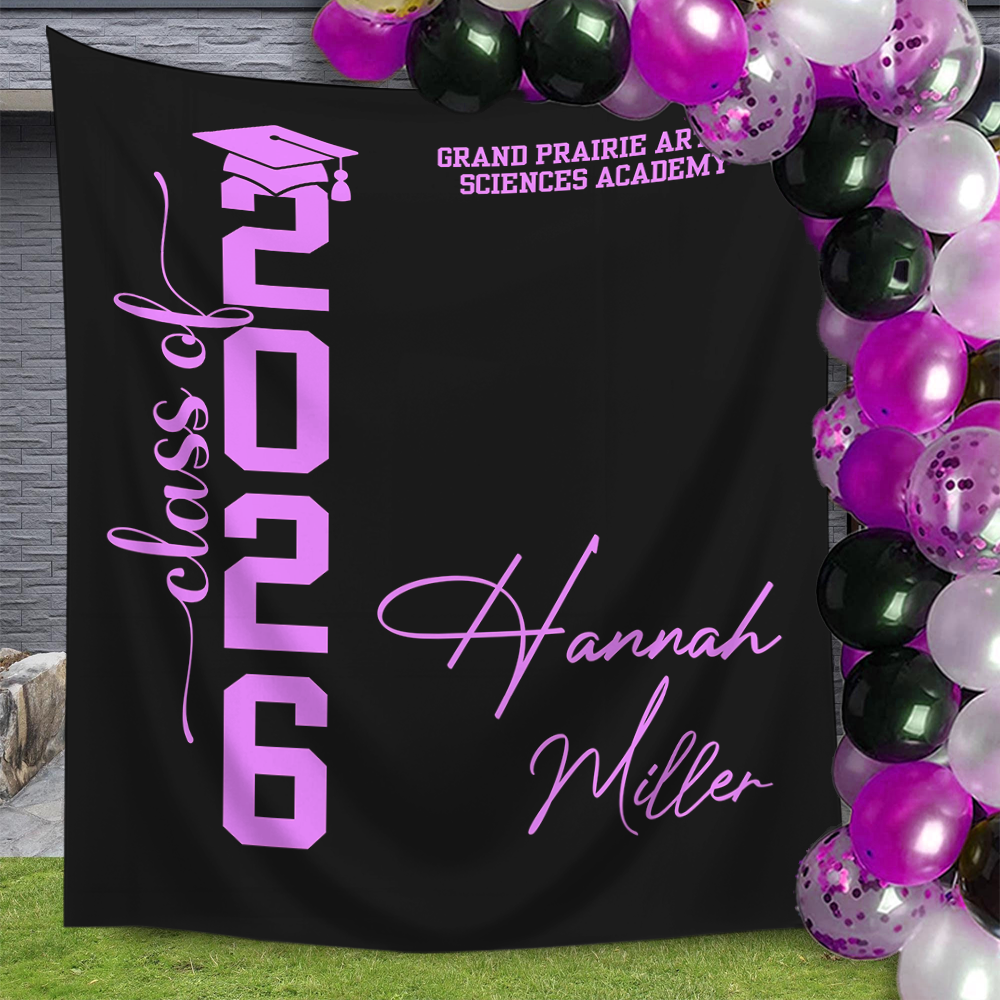 Classic Grad Party Style Graduation Decor - Personalized Congrats Graduation Backdrop