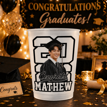 Class Of 2026 Glitter Congrats Grad Custom Photo - Personalized Graduation Cups