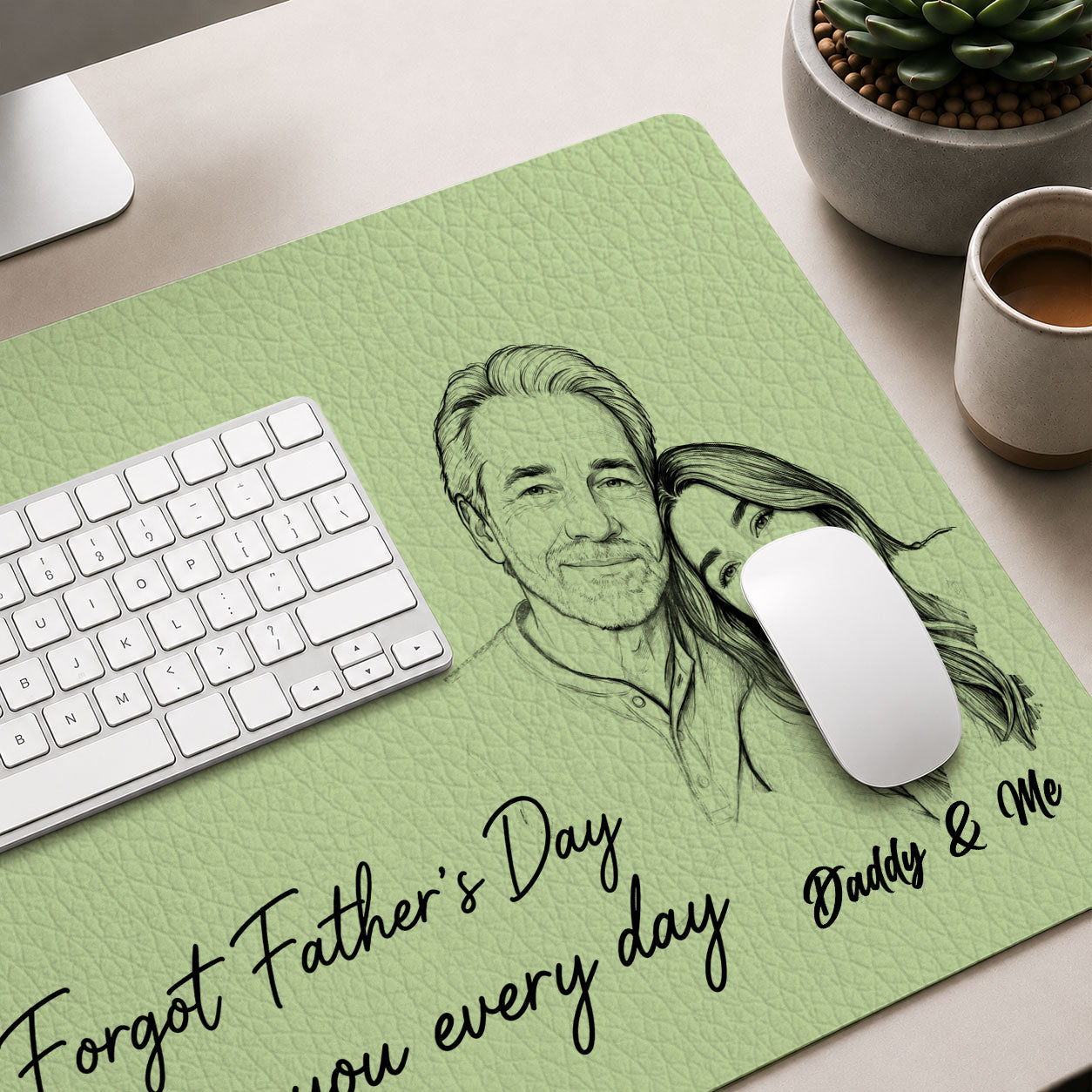 Best Dad Ever Cutsom Photo Line - Personalized Leather Desk Mat