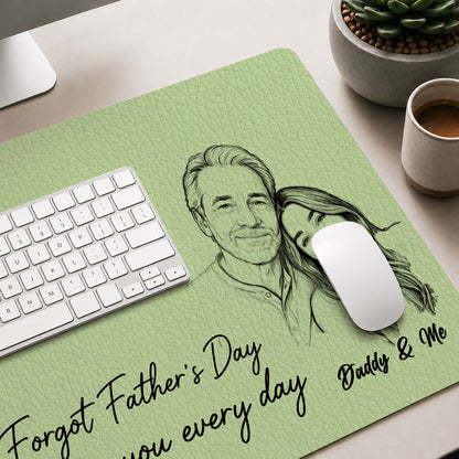 Best Dad Ever Cutsom Photo Line - Personalized Leather Desk Mat