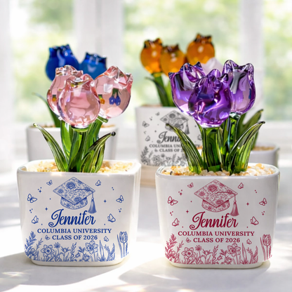 Congrats Graduation - Personalized Custom Glass Everlasting Tulips