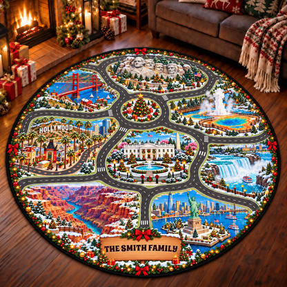 Car Racing Game - Personalized Quilted Mat Custom Shaped Doormat - Christmas Decor 3D Round Rug