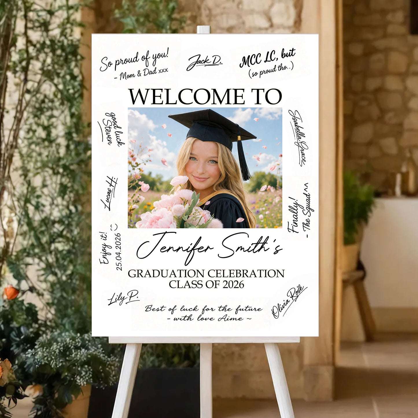 Congrats Graduation Signature - Personalized Graduation Welcome Sign - Custom Photo Welcome Sign