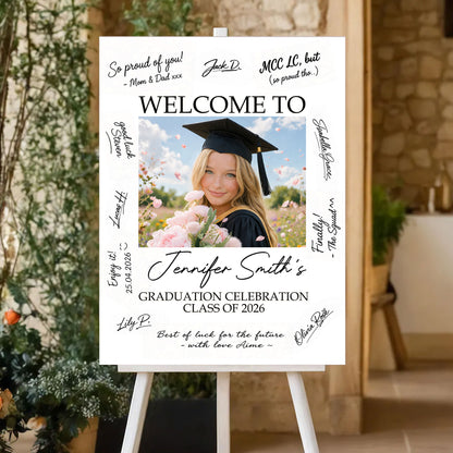 Congrats Graduation Signature - Personalized Graduation Welcome Sign - Custom Photo Welcome Sign