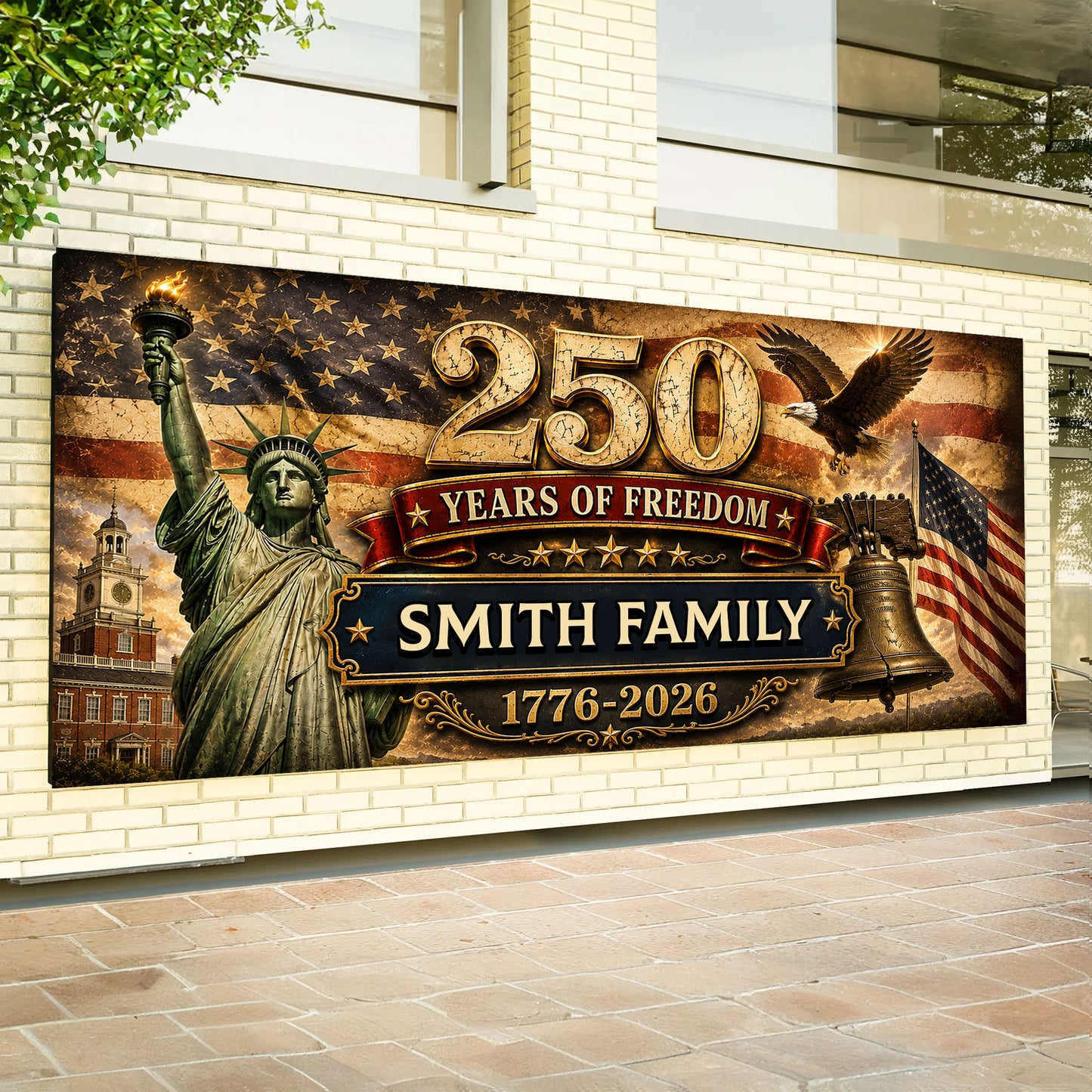 250 Years Decor 1776–2026 Patriotic Banner - Personalized Semiquincentennial Banner