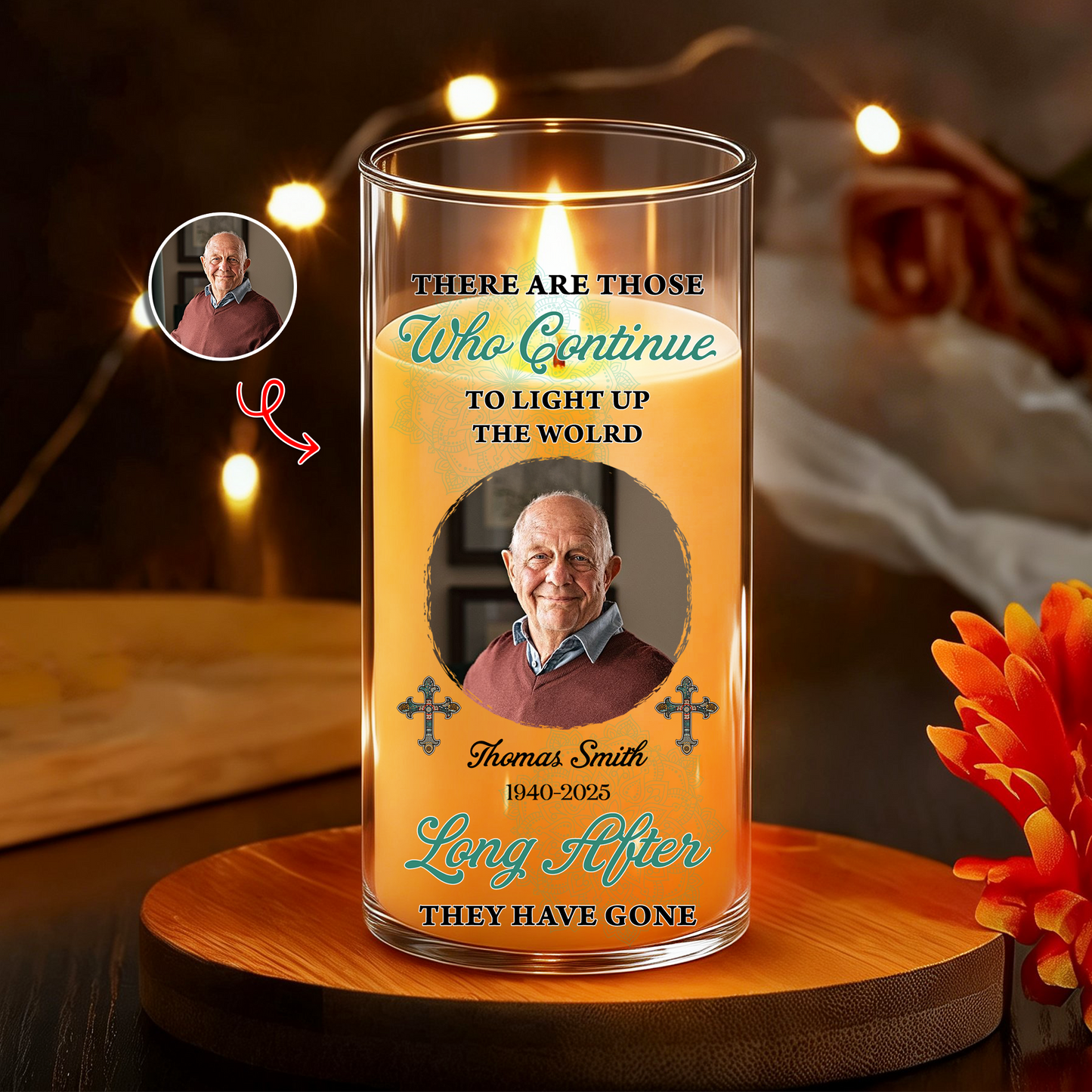 Light Up The The World Custom Photo Memorial - Personalized Flameless LED Candle