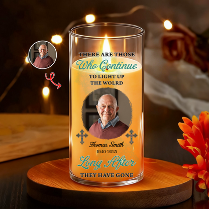 Light Up The The World Custom Photo Memorial - Personalized Flameless LED Candle