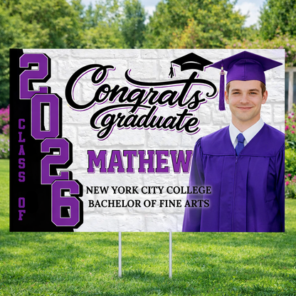 2026 Lawn Sign Graduation Gift - Personalized Graduation Yarn Sign With Stake
