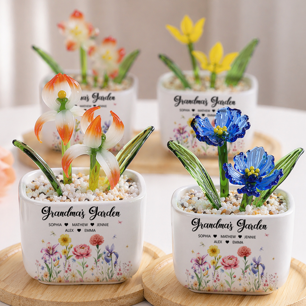 Grandma's Garden Floral - Personalized Custom Glass Everlasting Flowers