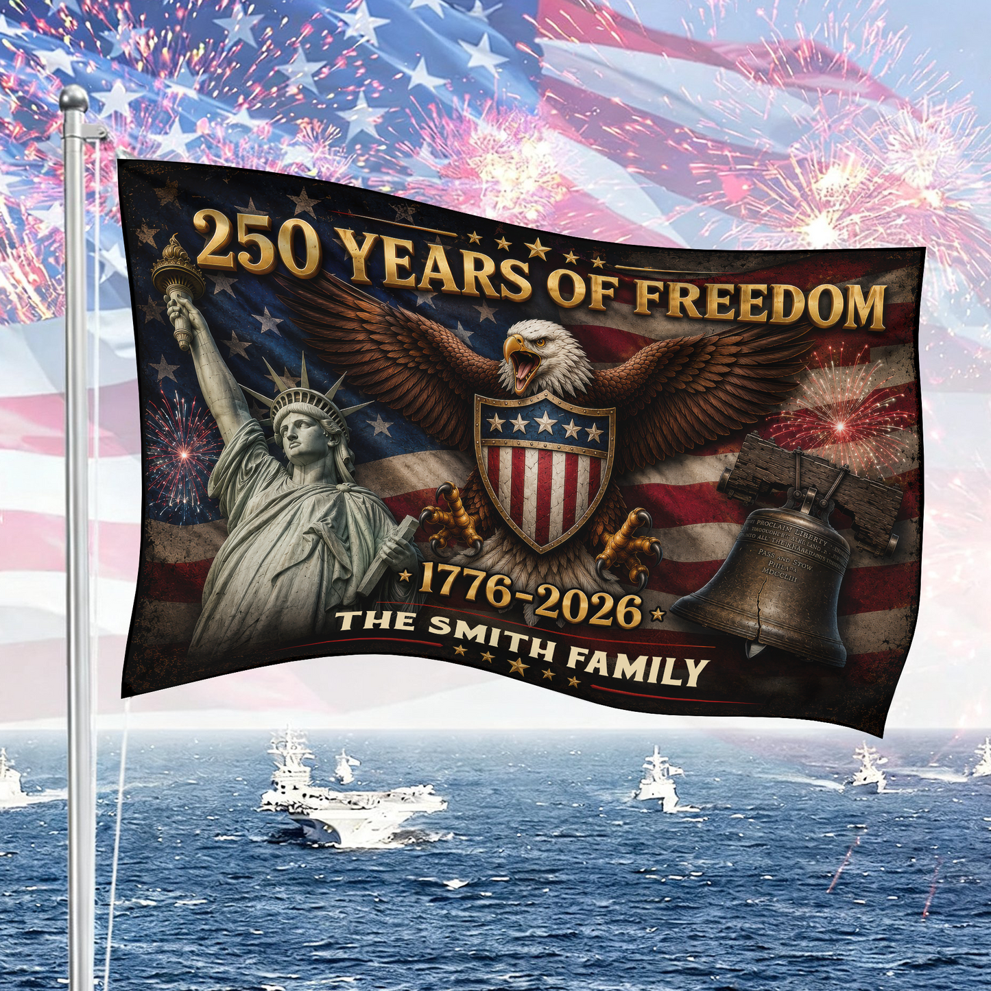 250 Years Of Freedom Flag - Semiquincentennial Eagle Flag - Personalized House Flag