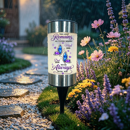 Forever Remembered Forever Loved Solar Garden Light - Personalized Memorial Sympathy Gifts For Loss Of Mom, Dad