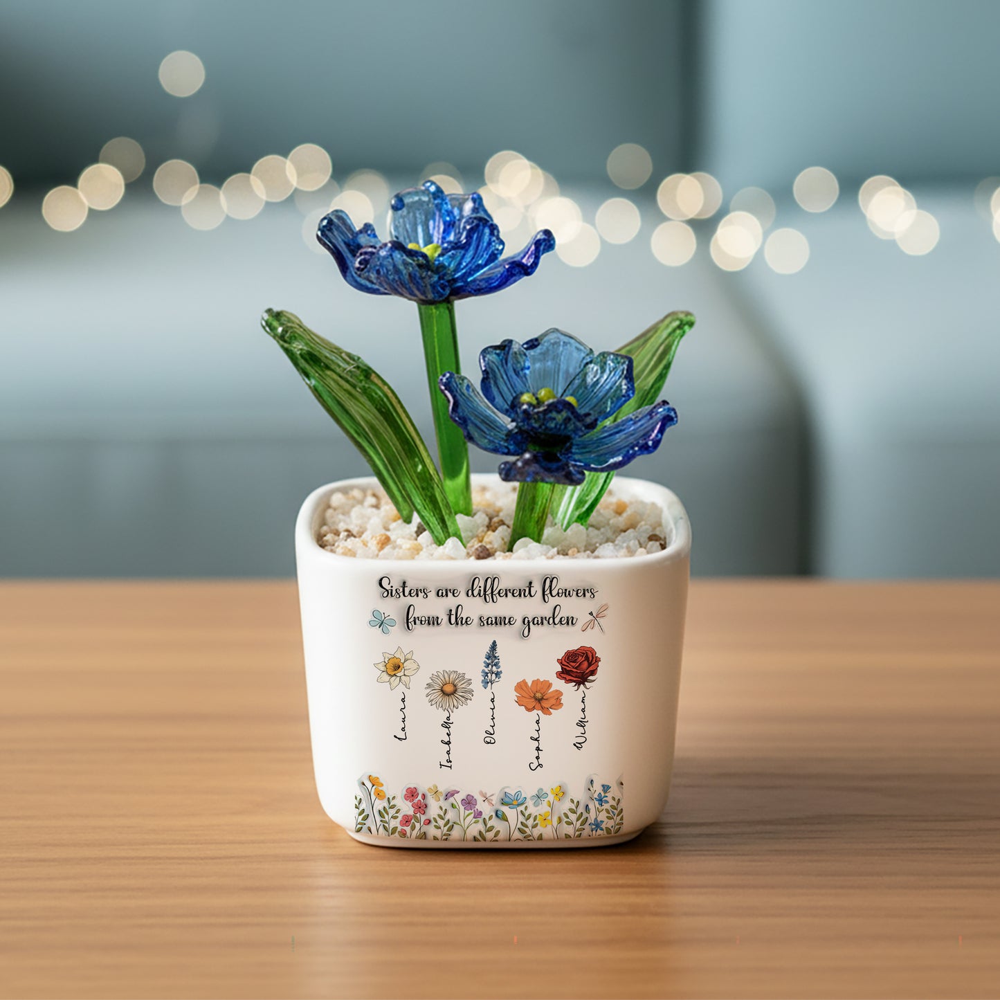 Sisters Are Different Flowers From The Same Garden - Personalized Custom Glass Everlasting Flowers