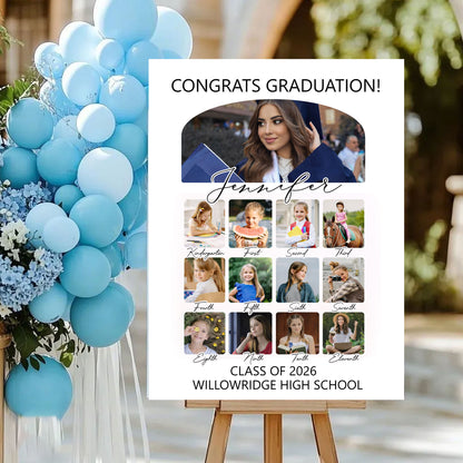 K-12 Graduation Photo Collage - Personalized Graduation Welcome Sign - Custom Photo Welcome Sign