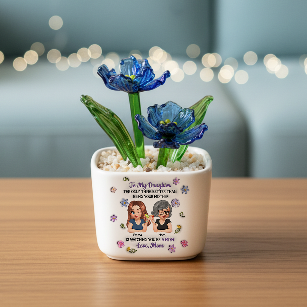Linked Together Cartoon - Personalized Custom Glass Everlasting Flowers