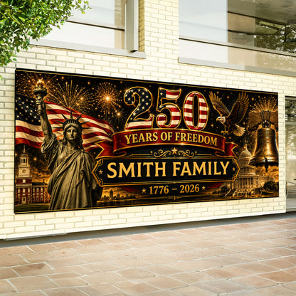 250 Years Of Freedom 1776-2026 Banner - Personalized Semiquincentennial Banner