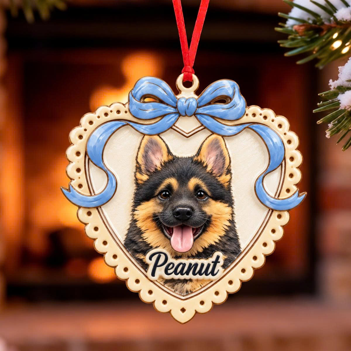 Custom Pet Photo Heart Gifts for Pet Lovers - Real 3D Relief Ornament
