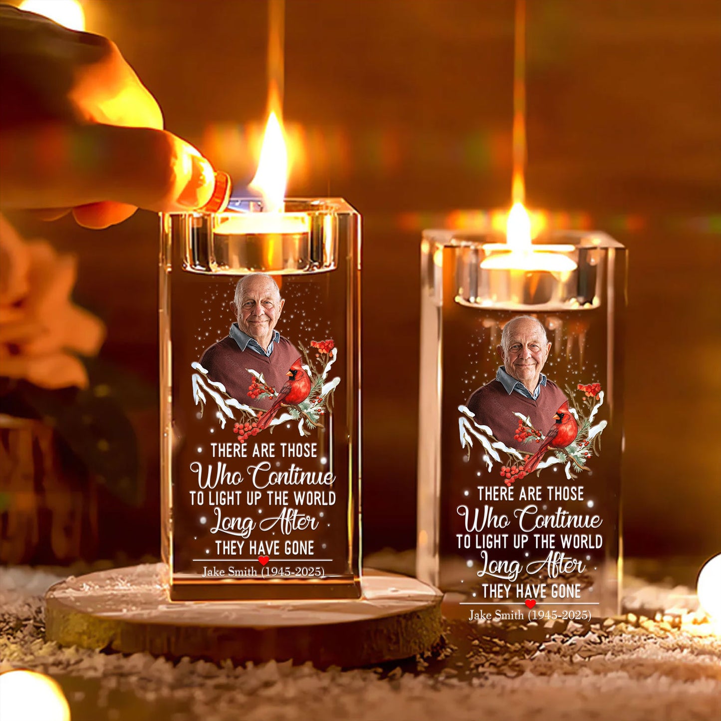 There Are Those Who Continue To Light Up The World  - Personalized Crystal Candle Holder