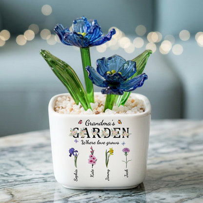 Grandmas Garden Flowers - Personalized Custom Glass Everlasting Flowers