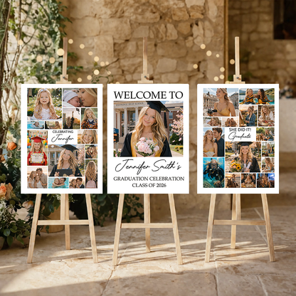 Graduation Combo 3 - Personalized Graduation Welcome Sign - Custom Photo Welcome Sign