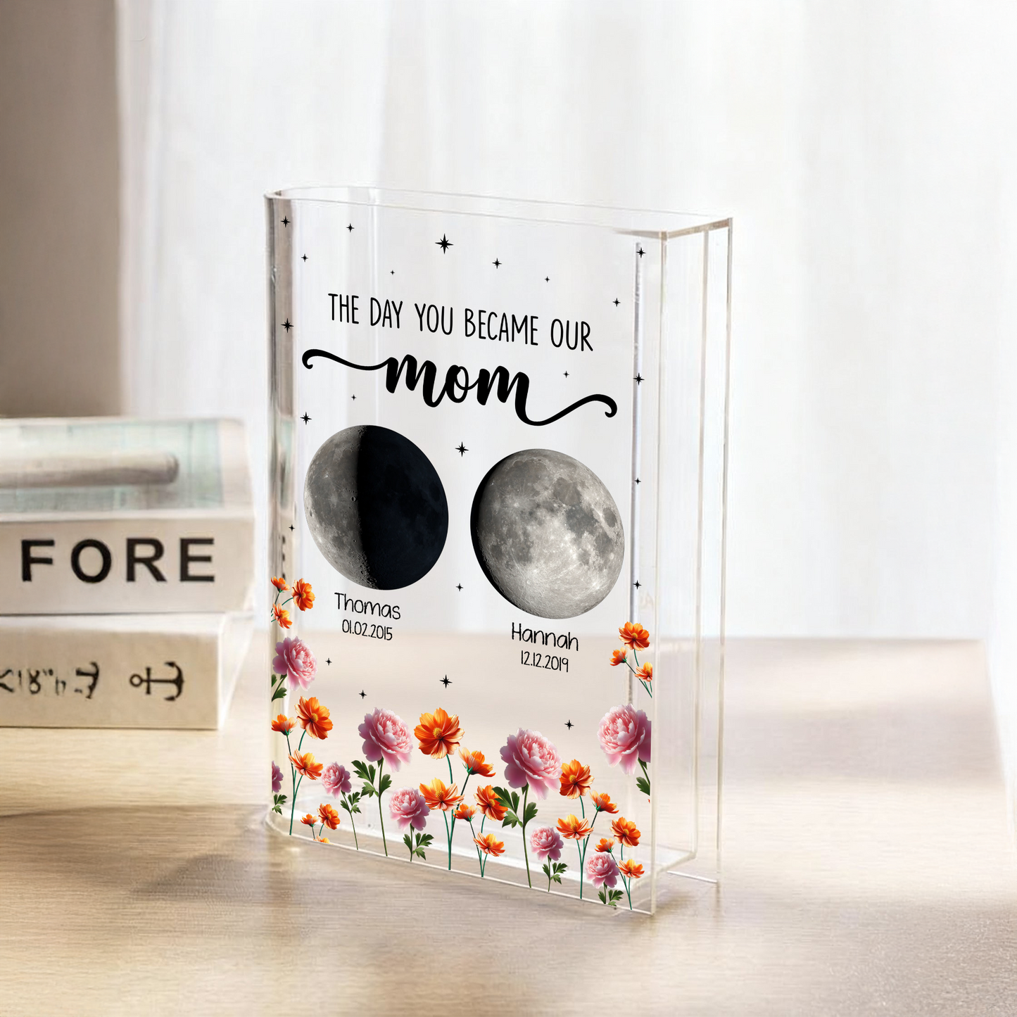 The Day You Became Our Mom - Personalized Acrylic Book Vase