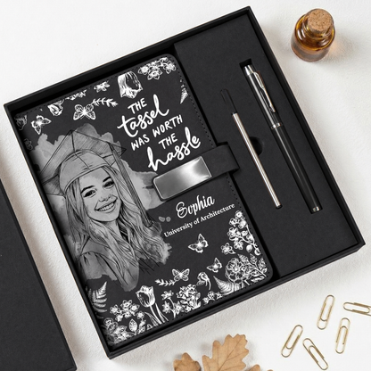 Tassel Worth The Hassle - Personalized Leather Notebook Set