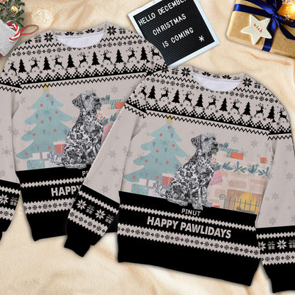 Happy Pawlidays Ugly Sweatshirt - Unisex Wool Jumper - Christmas Gift