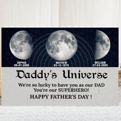 Daddy's Universe Moon Phases Father's Day Gift - Personalized Building Blocks