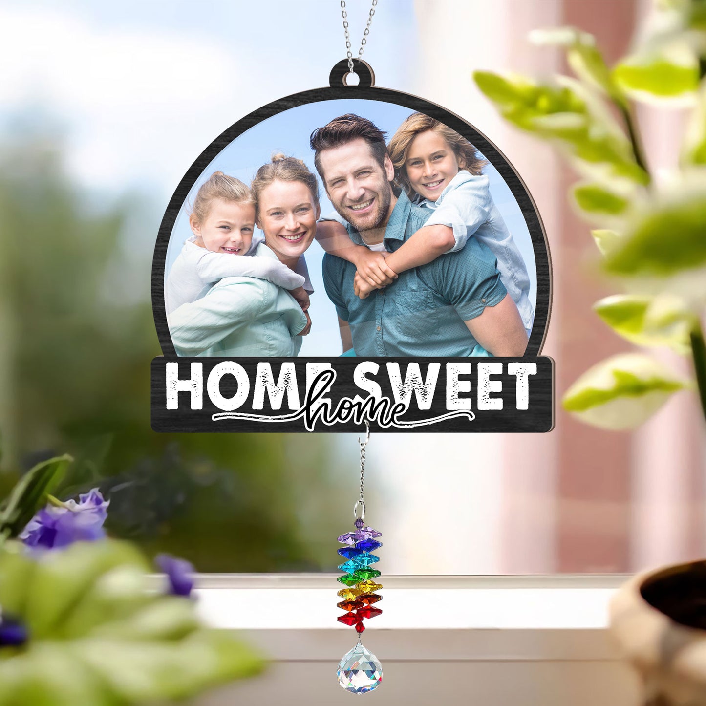Home Sweet Home  - Ornament Hanging Piece With Crystal Charm