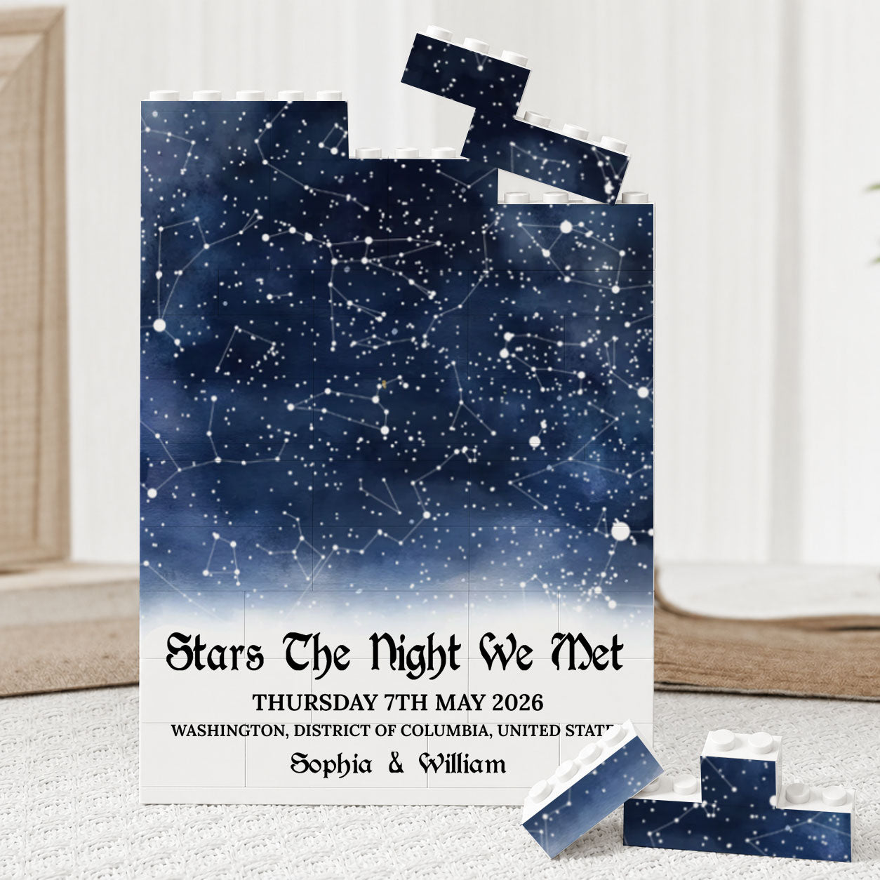 Stars The Night We Met, Unique Night Sky Map By Date & Location - Custom Building Blocks