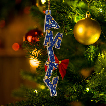 Custom Moon And Sun Letter - Custom Shaped 2 Layered Wood Christmas Ornament