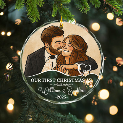 Our First Christmas As Mr Mrs - Christmas Gifts - Personalized Custom Glass Ornament