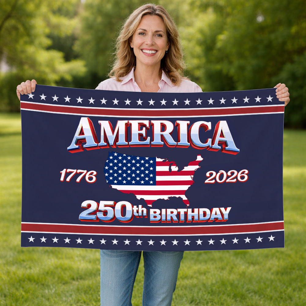 America 250 Birthday American Flag - Semiquincentennial Eagle Flag - Personalized House Flag
