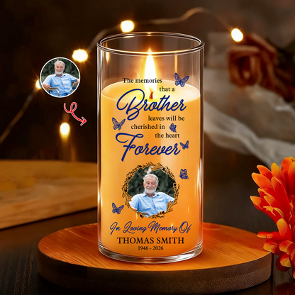 Cherished In The Heart Custom Photo Memorial - Personalized Flameless LED Candle