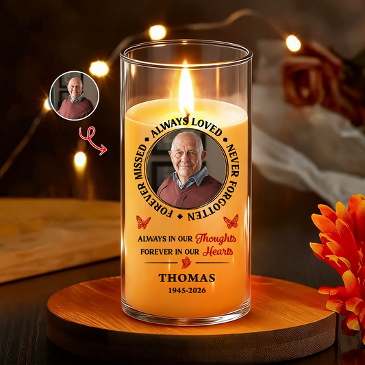 Never Forgotten Custom Photo Memorial - Personalized Flameless LED Candle