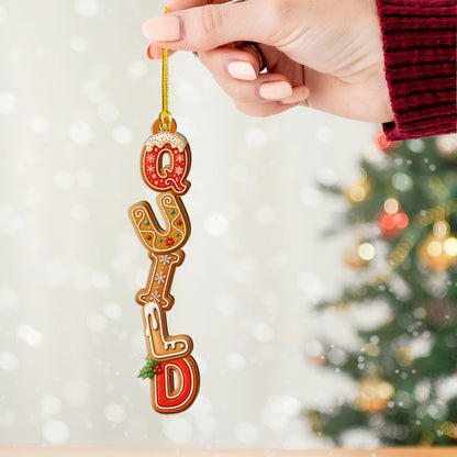 Cookies Christmas Alphabet Custom Family - Custom Shaped 2 Layered Wood Christmas Ornament