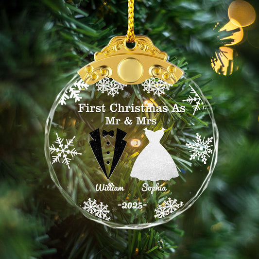 Our Christmas Together - Personalized Glass Ornament With Silver and Gold Cap