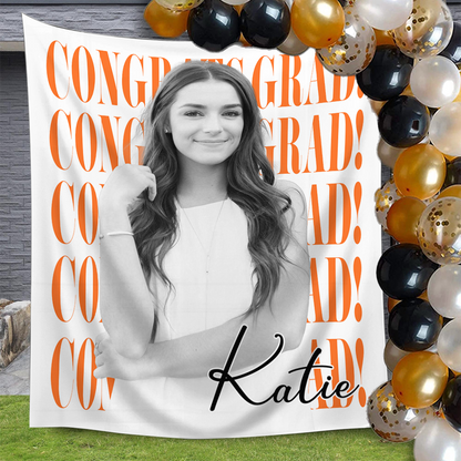 Classic Senoir Party Style Graduation Decor - Personalized Congrats Graduation Backdrop