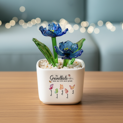 Grandma Heart Flowers - Personalized Custom Glass Everlasting Flowers