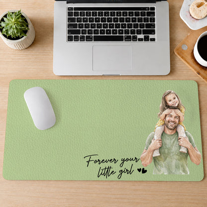 My Little Family Custom Photo - Personalized Leather Desk Mat