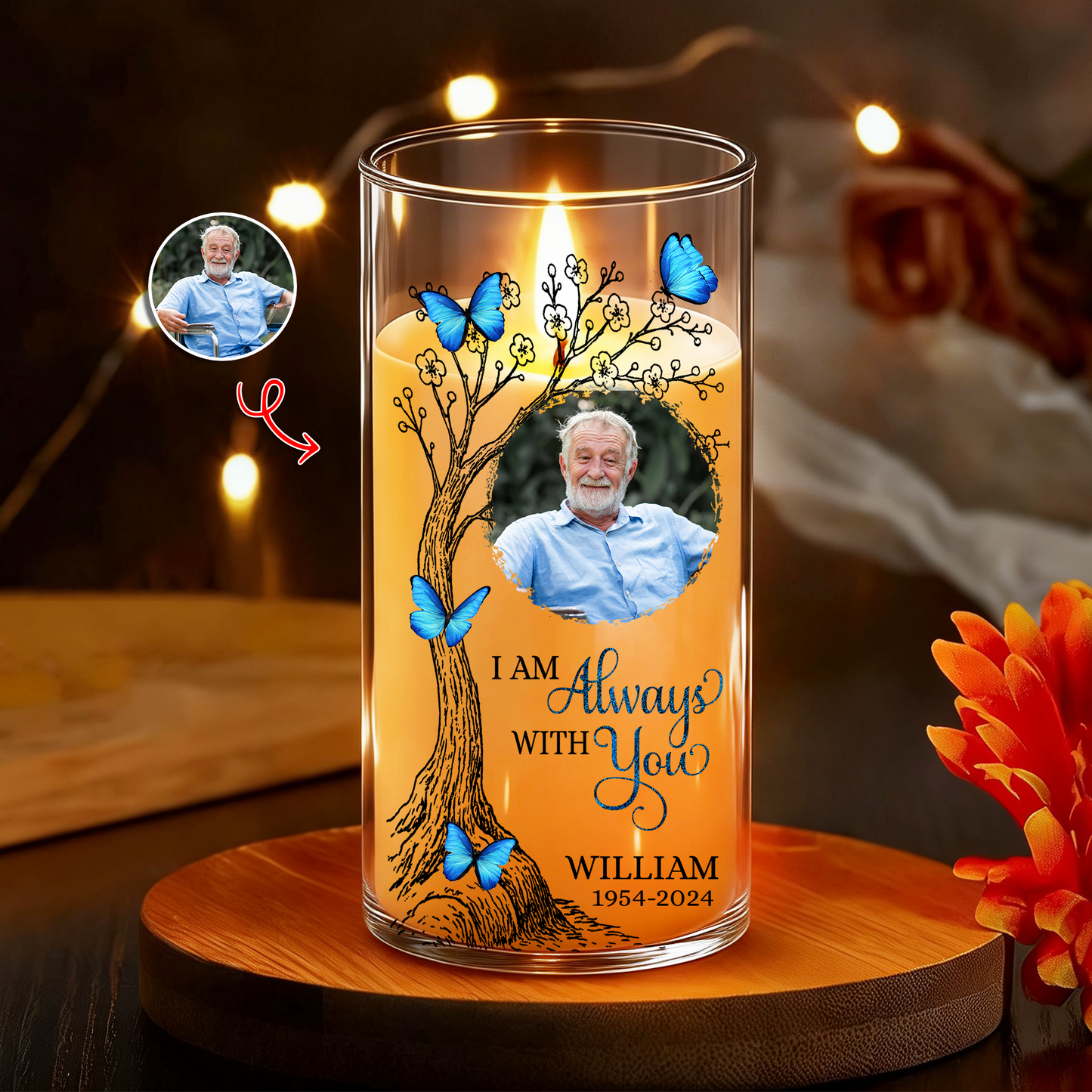 I Am Always With You Memorial Photo - Personalized Flameless LED Candle